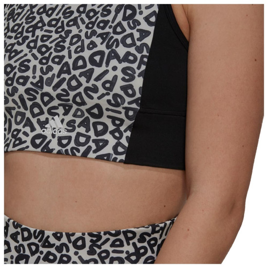 Adidas Γυναικείο μπουστάκι x FARM Rio Aeroready 3-Stripes Print Sports Bra